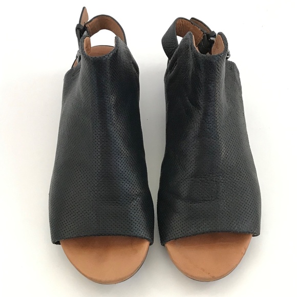 GENTLE SOULS Rocker 3 Leather Sandals Peep Toe Slingback Black Women’s Size 6 - Picture 5 of 16